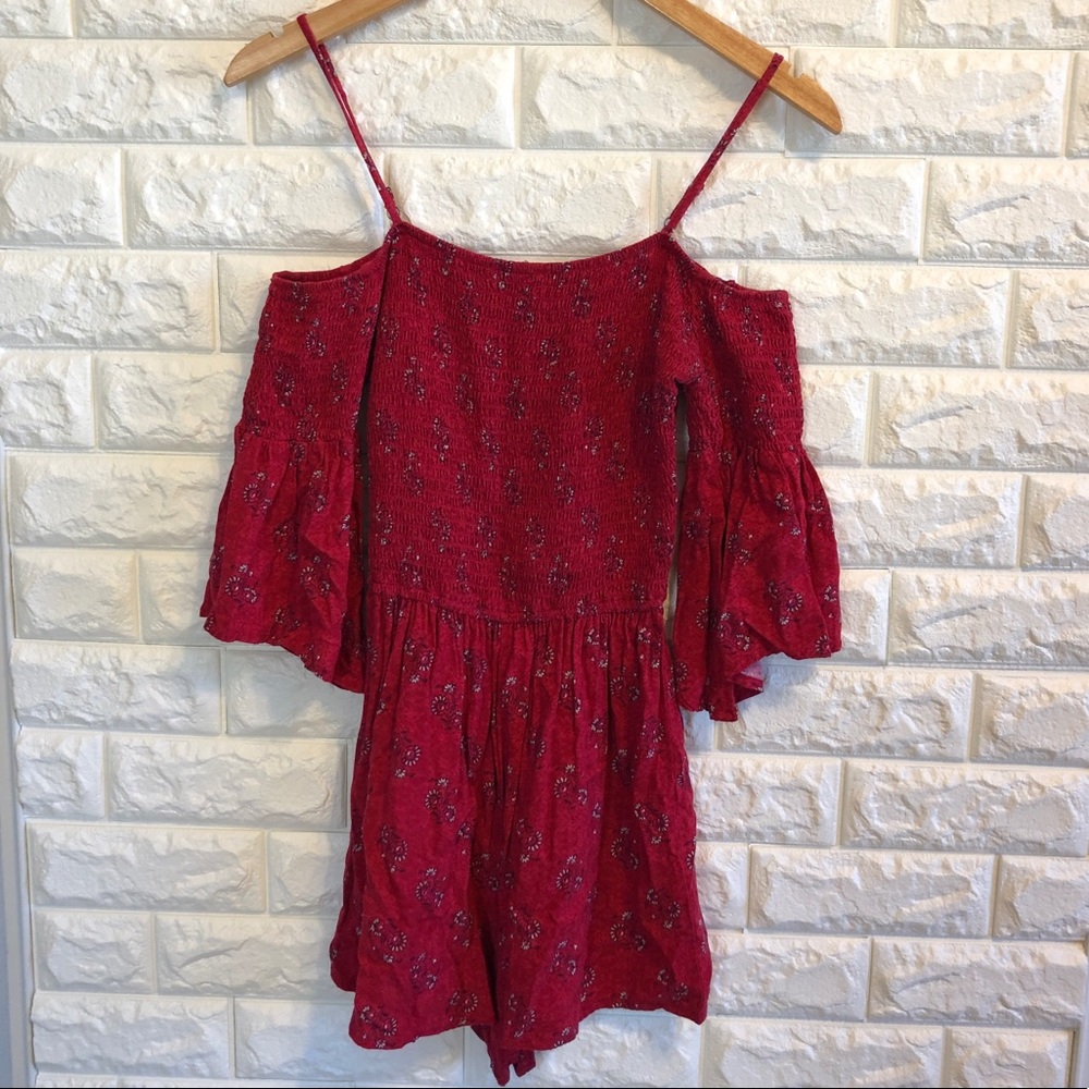 hollister floral red romper